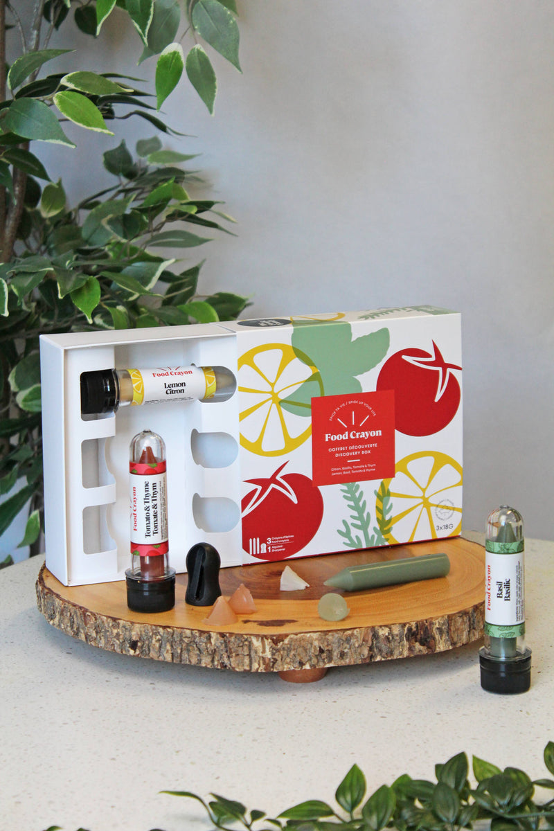 TRIO Discovery Box Basil, Lemon and Tomato & Thyme Crayons with Sharpener
